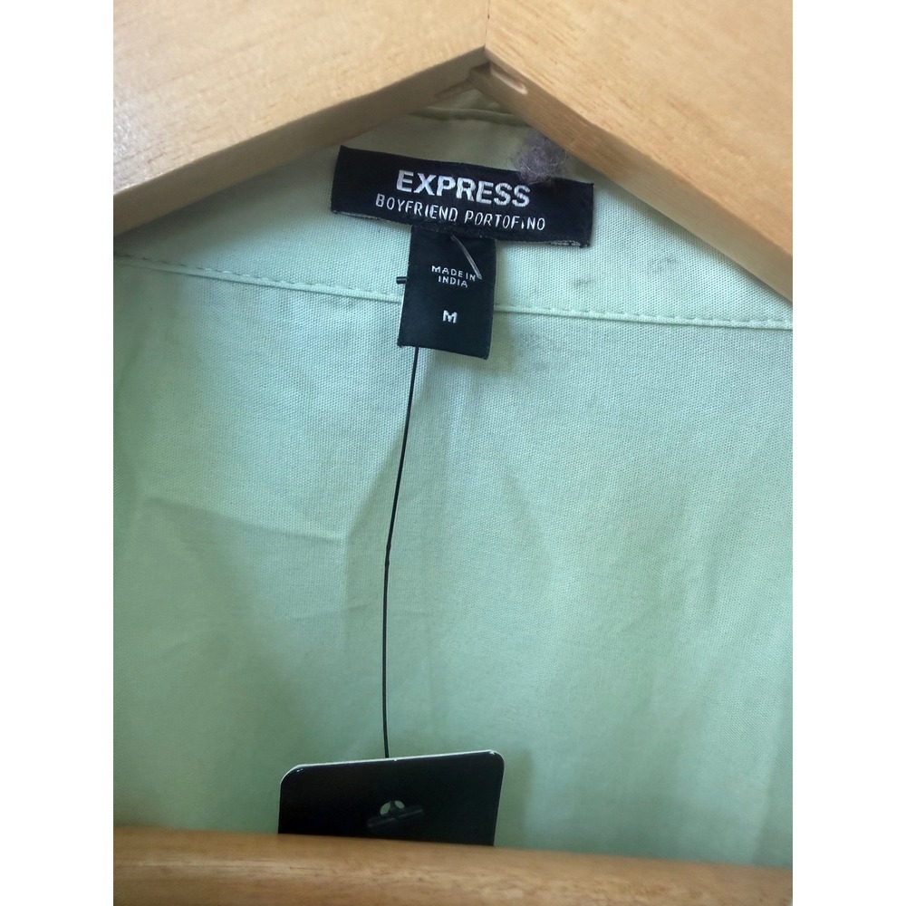 Express Womens Boyfriend Portofino Mint Green Shirt Size M Popover Button Down - Picture 6 of 9